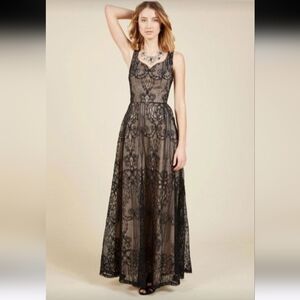 Lace nude illusion gown